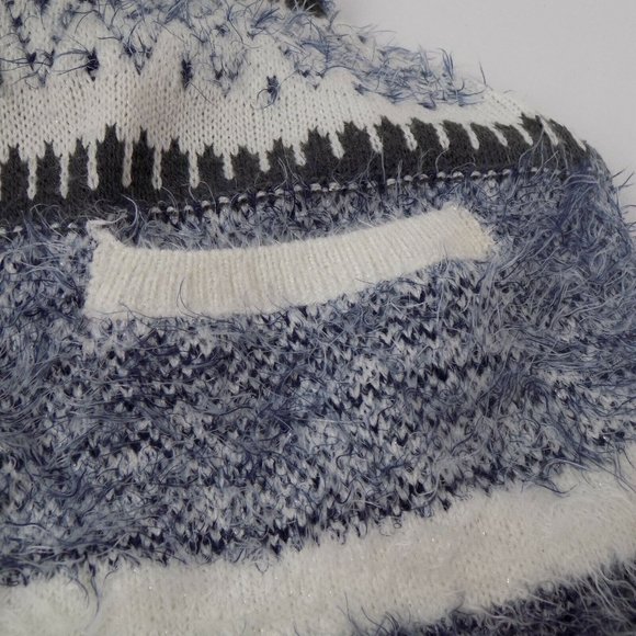 G.H. Bass Co Women Size M Sweater Blue Gray White 1 Button Cardigan Cowl Neck - Picture 5 of 8